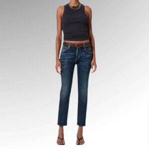 Stylish Dark Blue Women's Emerson Slim Boyfriend Straight Leg Jeans